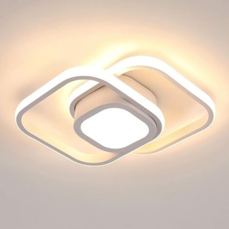 Plafonnier LED minimaliste pour chambres, escaliers, balcons et entrées – Spots carrés blancs avec variateur tricolore-36W