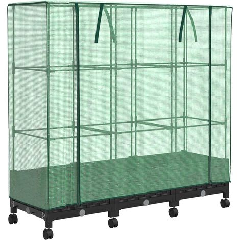 Maison Exclusive - Vaso da Giardino con Copertura per Serra e Ruote 3 pz Nero PP (1/5)
