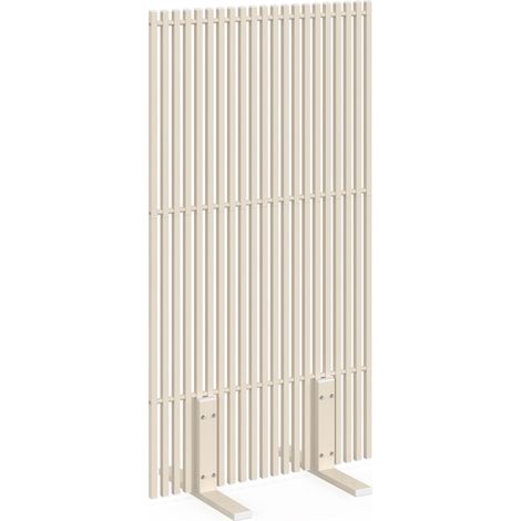 Paravent extérieur ajouré claustra décoratif 80 x 150 cm persiennes verticales métal beige