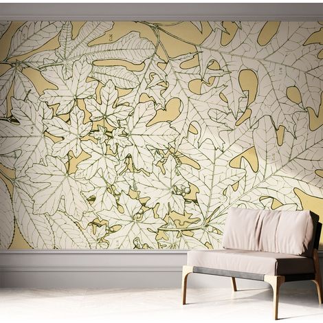 Fotomurale adesivo stickers - murali decorativo - soggiorno moderno - effetto realistico - Foglie degli alberi 312x219 cm (1/5)