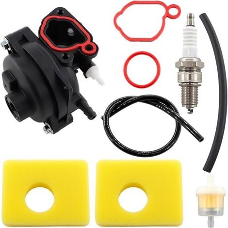KINZON Carburateur compatible avec moteurs Briggs & Stratton 300E, 450E, 500E 550E 575E 600E OVH, 591979, 595656, 590556 591160 tondeuse à gazon avec Filtre à Air Filtre à Essence Bougie d'allumage (1/5)