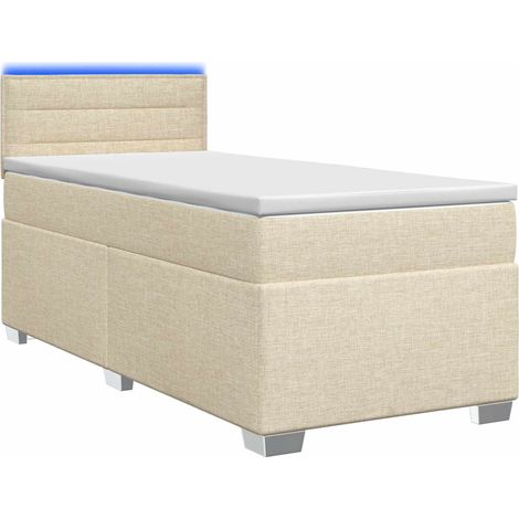 Letto con Box Spring, Materasso e LED Crema 90 x 200 cm Tessuto vidaXL (1/5)