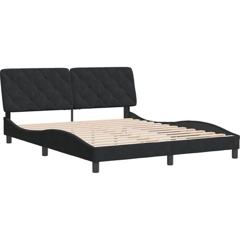 vidaXL Giroletto senza Materasso Nero 160x200 cm in Velluto (1/5)
