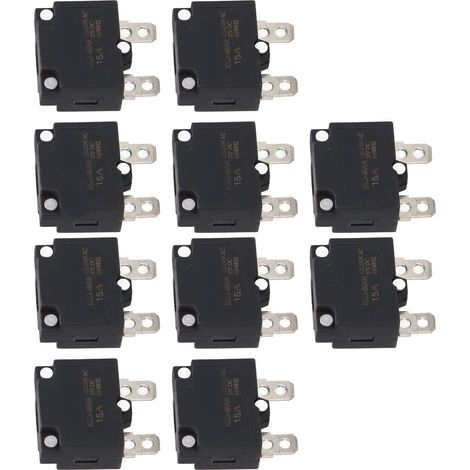 Lot de 10 fusibles de protection contre les surcharges à réarmement automatique pour accessoires de voiture électrique pour enfants, AC125 250V 15A (1/5)