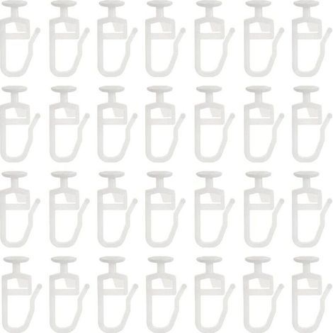 SHINING HOUSE Clips pour stores enrouleurs, crochets blancs pour rideaux à rails, paquet de 50 (clips)