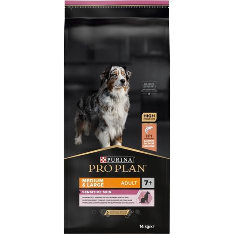Io penso Purina Pro Plan 7+ Medium/Large Sensitive Skin Anziano Carne 14 Kg