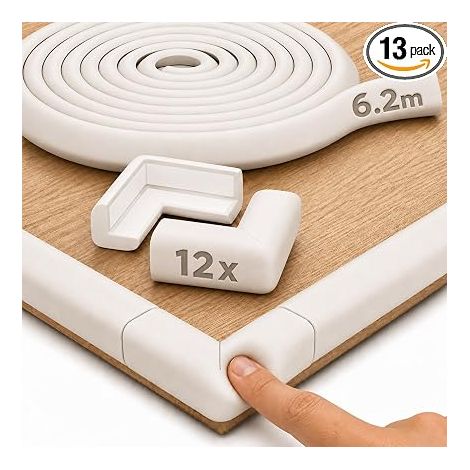 Protection en Mousse pour Bords Coins Bande Sécurité pour Table Coussins d’Angle Meubles Lit Bébé Antichoc Blanc Cassé (1/5)