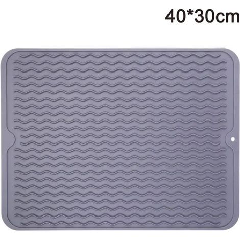 Tapis Egouttoir - Silicone Alimentaire - 40 x 30 cm - Antidérapant Résistant Chaleur - Pour Ustensiles Vaisselle - 1 Pièce (1/5)