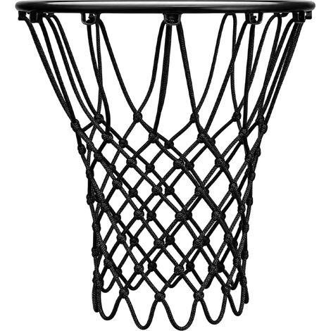 Red de baloncesto estándar negra, aro de baloncesto de nailon para exteriores de 55 cm. (1/5)