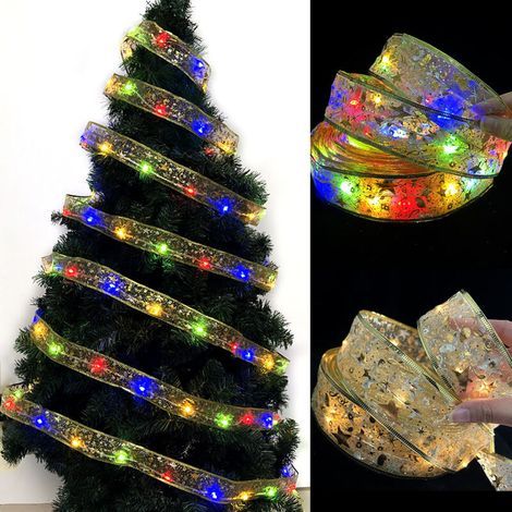 1 Ruban Sapin Noël Pailleté Led Guirlande Lumineuse Pour Decoration Sapin Noel - (Lumières De Couleur) Longueur: 10m (1/5)