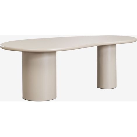 Sklum – Table de salle à manger ovale en MDF 220x115 cm – Pieds cylindriques robustes – Finition mate vernie – Patins protecteurs en feutre (1/5)