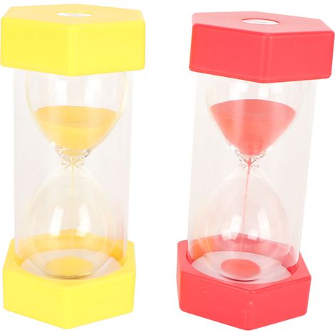 Sablier hexagonal 3 minutes, lot de 2 minuteries en plastique, horloge à sable pour jeux enfants, classe et cuisine (1/5)