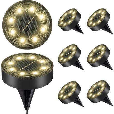 Lot de 8 Lampe Solaire Au Sol pour l'extérieur (blanc chaud), Jardin Exterieur Solaire Etanche Lumiere Solaire à 8 LED (IP68), Spot Solaire Extérieur, Lampes Solaires pour le Jardin, la Pelouse, l'all (1/5)