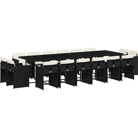 Maison Exclusive - Set da Pranzo da Giardino 17 pz con Cuscini Nero in Polyrattan