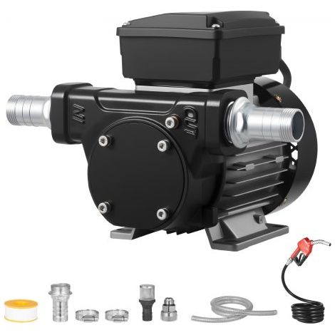 Kraftstoff-Transferpumpe, 230 V AC, elektrische Diesel-Transferpumpe, 60 l/min, mit automatischer Abschaltung der Kraftstoffdüse, 2 Schläuchen, 13,7 m Förderhöhe, für Kerosin, Biodiesel