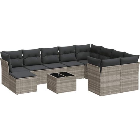 Maison Exclusive - Set Divani da Giardino 11 pz con Cuscini in Polyrattan Grigio