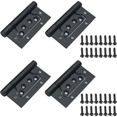 Lot de 4 Charnières Pliantes Noires Acier Inoxydable 100x50 mm Porte Bois Armoire (1/4)
