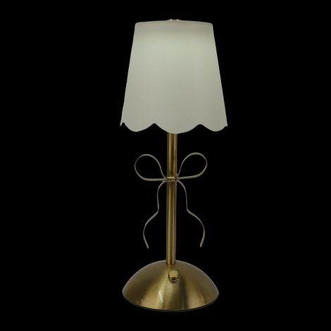 Lampe de Table à nœud avec abat-jour en tissu, joli chevet décoratif en métal, Rechargeable, sans fil, pour chambre à coucher