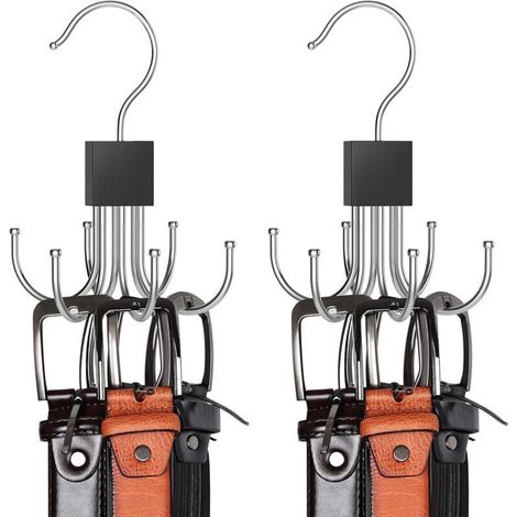 Porte Ceinture pour Placard, Lot De 2 Rotatifs à 360 °Porte Cravate, Gain De Place, Rangement Ceinture, Porte Cravate, Capacité Maximale De 32 Ceintures,Porte-écharpes, Porte-Sacs Multifonctio (1/4)