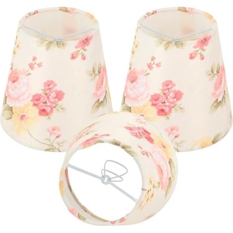 Ensemble de 3 abat-jour, petits écrans de 14 cm, abat-jour en tissu à clipser pour lustre, housse de lampe de table en tissu de forme particulière avec abat-jour décoratif à motif floral (1/5)