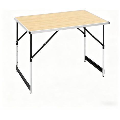 CHICFURN Tavolo da giardino pieghevole regolabile 100x60 cm in alluminio e MDF, rovere chiaro (1/5)