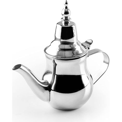 Théière Arabe Traditionnelle 0,45L Acier Inoxydable Compatible Gaz Électrique Vitrocéramique Design Marocain