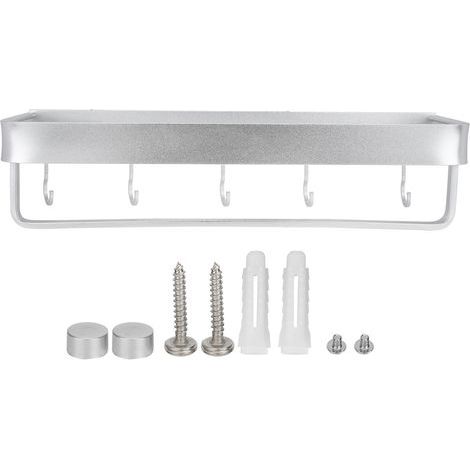 Étagère murale de salle de bain, espace de douche en aluminium, support de rangement de shampoing monocouche 50cm, produit avec tige de suspension et crochets (1/5)