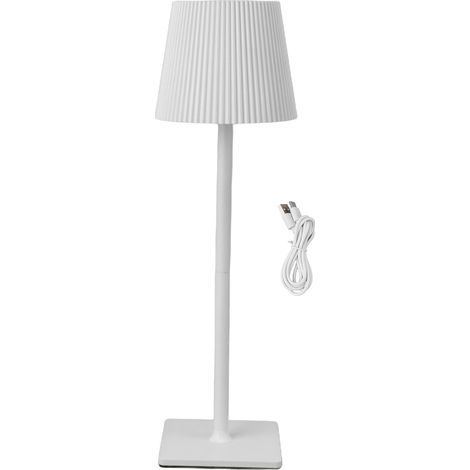 Ortviai Lampe de Table Sans Fil Blanche avec Abat-jour Plissé, Rechargeable LED 3 W, 2000 mAh, Toucher Intuitif
