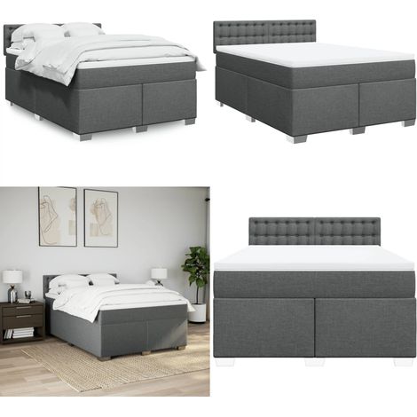 vidaXL Boxspringbett mit Matratze Dunkelgrau 140x200 cm Stoff (1/5)