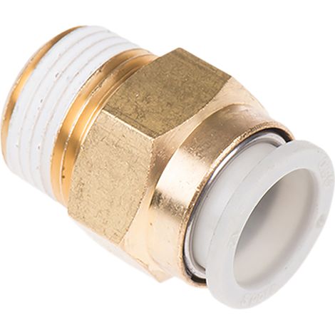 Adaptateur droit fileté SMC KQ2 vers Enfichable, 12 mm R 3/8 Mâle