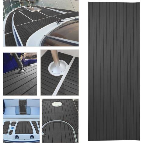Tapis Anti-dérapant pour Yacht EVA V-Groove 240x90cm Gris Foncé - Isolation & Installation Facile (1/5)