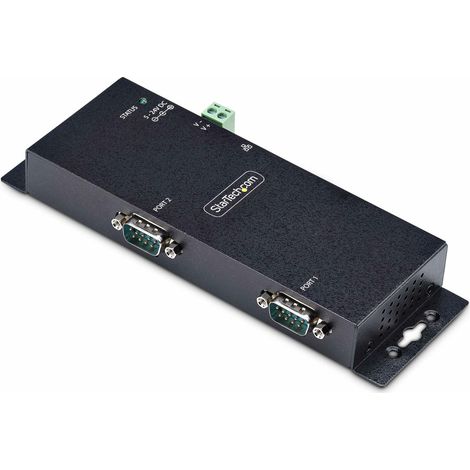 StarTech.com Adattatore da seriale a Ethernet a 2 porte, server di dispositivi seriali IP per dispositivi RS232 remoti, montaggio a parete/su guida DIN, metallo, convertitore seriale da RJ45 LAN a DB9 (1/5)