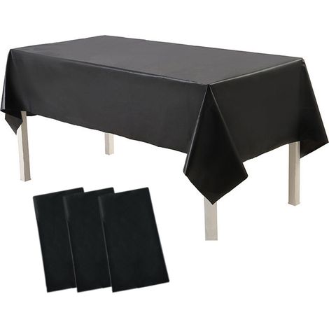 Lot de 3 Nappes jetables rectangulaires 137x274 cm en plastique PEVA résistant pour fêtes, anniversaires et mariages (1/5)