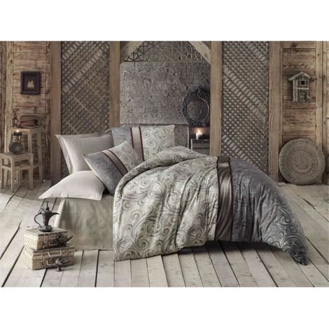 Bettwäsche - 1 Bettbezug 220 x 240 cm + 2 Kissenbezüge 60 x 60 cm - 65% Baumwolle, 35% Polyester - Grau