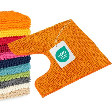 WOHNDIRECT Alfombra de baño, con recorte para el inodoro PARIS - 1 unidad 45x45 cm, Naranja