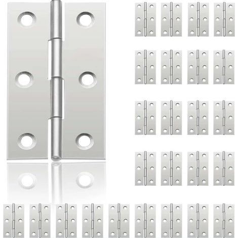 24 Stück kleine Türscharniere, Edelstahlscharniere, DIY-Türscharniere für Schranktüren, Klavierscharniere, Schmuckkästchen, Möbelbeschläge, Kleiderschränke (44 mm x 30 mm) (1/5)