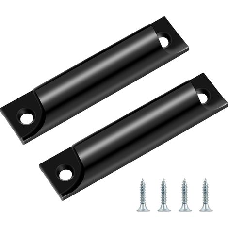 2 Pcs Poignées de Porte de Balcon en Métal, Poignée de Porte Coulissante, Poignée de Barre en Aluminium, Poignee de Tiroir pour Armoires, Fenêtres, Balcon Extérieure (Noir) (1/5)