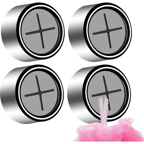 4 toalleros universales para baño con ganchos de presión – Almacenamiento práctico para baño y cocina, color plata. (1/5)