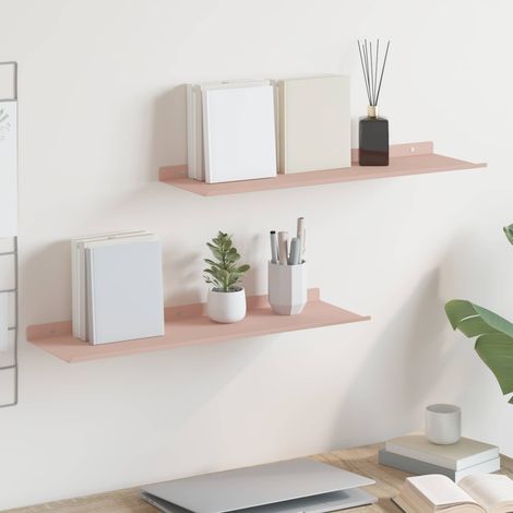 Schwebendes Regal 2 pcs Rosa 60 x 18 x 2,5 cm Stahl