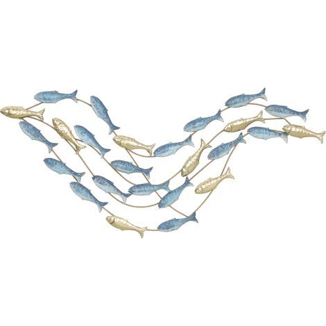Décoration murale en métal motif poisson – antirouille, style moderne et élégant, couleur bleu clair (1/5)