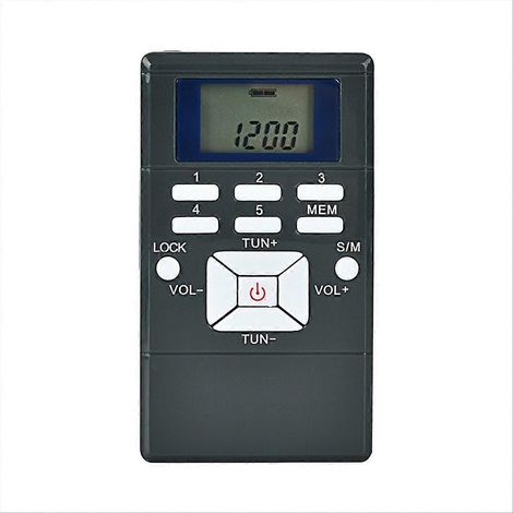 Mini radio FM stéréo avec horloge numérique 1,2 pouce, récepteur pour interprétation simultanée, radio à clipser avec écouteurs, gris anthracite. (1/5)