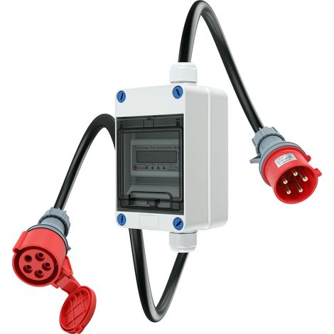 Wolketon Compteur électrique mobile triphasé 32 A 400 V CEE IP66 (1/5)