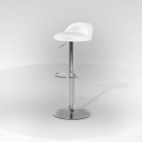 SGABELLO CROMO E SEDILE IN PU BIANCO