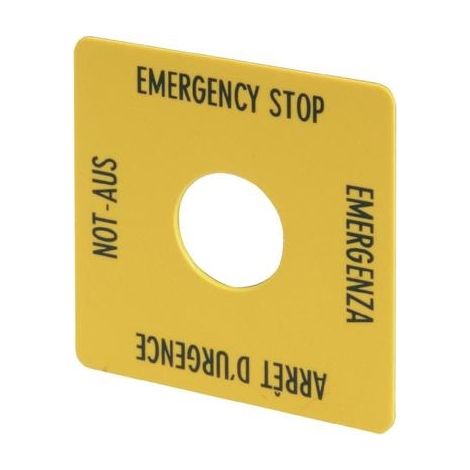PLAQUES D'ARRÊT D'URGENCE FORME CARRÉE JAUNE (L X L) 50 MM X 50 MM EATON SQT1 058874