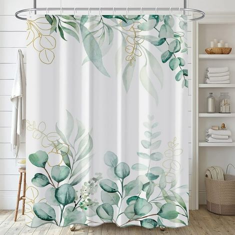 Rideau de Douche Feuilles de Bananier Vert Tropical Palmier Botanique, Doublure Lavable en Machine, Installation Facile, avec Crochets Inclus pour Salle de Bains, Appartement, Dormir, Maison (1/5)