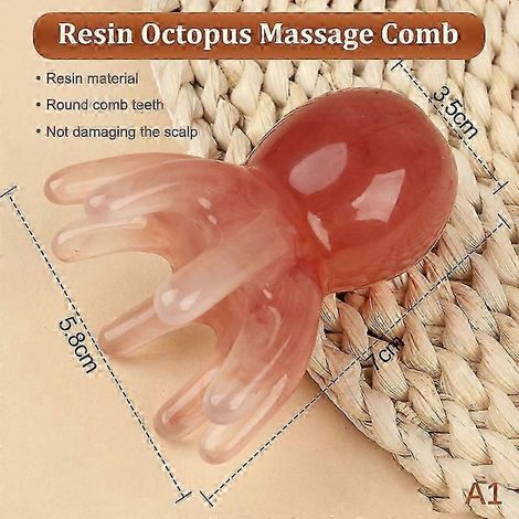 Peigne de massage en forme de pieuvre, tête en résine, brosse de massage du cuir chevelu par raclage des méridiens, peigne de massage Gua Sha pour soulager la fatigue et favoriser un bien-être optimal (1/5)