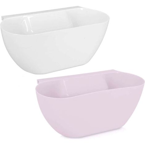 Bac collecteur pour déchets de Cuisine à accrocher - Jeu de 2 poubelles pour déchets organiques - Poubelle en blanc rose (1/4)