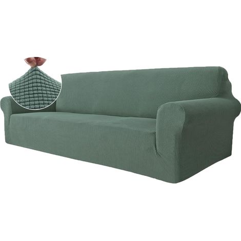 Housse Canapé 4 Places avec Accoudoirs, Extensible Housses de Canapé, Universelle Housse Canape Protection Chat Chiens Griffures, Housse Fauteuil Antidérapante, Vert Clair
