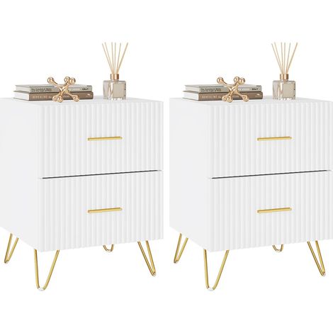 WOLTU 2x Design Moderno Comodino Camera da Letto, Legno, 40x35x53 cm, Bianco (1/5)