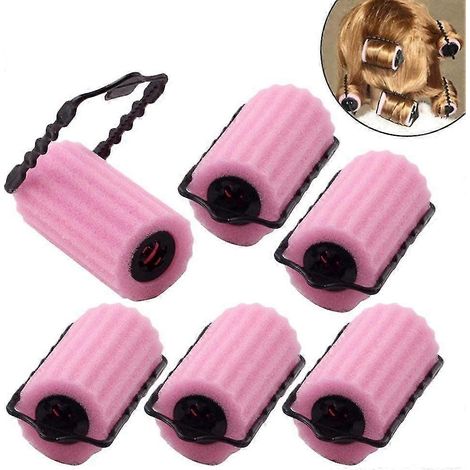 Rouleaux de cheveux en mousse à faire soi-même (rose) - 6 pièces (1/5)